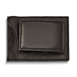 Gentleman's Gifts Black Leather Magnetic Men's Gifts Money Clip with ID Slot